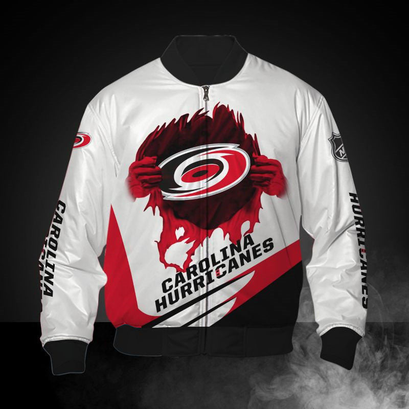 White Carolina Hurricanes Jacket Print 3D - Famjoys White Carolina Hurricanes Jacket Print 3D - Famjoys