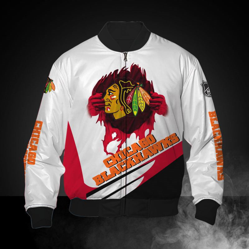 White Chicago Blackhawks Jacket Print 3D - Famjoys White Chicago Blackhawks Jacket Print 3D - Famjoys