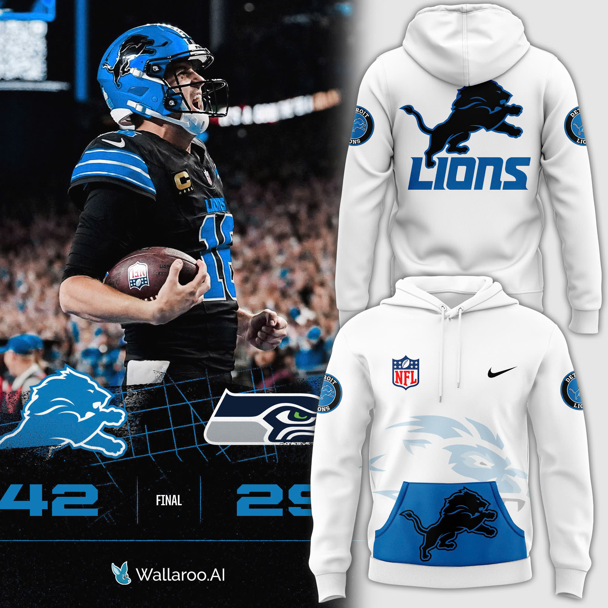 White Detroit Lions Alternate Helmet Pullover Hoodie - Famjoys White Detroit Lions Alternate Helmet Pullover Hoodie - Famjoys