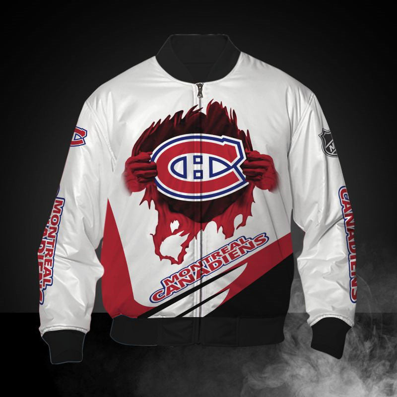 White Montreal Canadiens Jacket Print 3D - Famjoys White Montreal Canadiens Jacket Print 3D - Famjoys