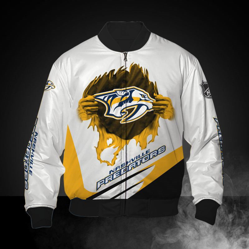 White Nashville Predators Jacket Print 3D - Famjoys White Nashville Predators Jacket Print 3D - Famjoys
