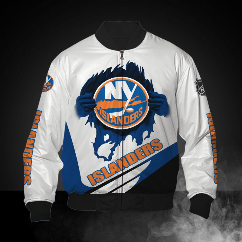 White New York Islanders Jacket Print 3D - Famjoys White New York Islanders Jacket Print 3D - Famjoys