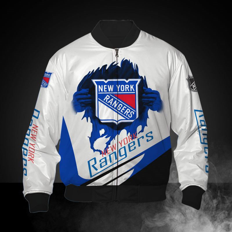 White New York Rangers Jacket Print 3D - Famjoys White New York Rangers Jacket Print 3D - Famjoys