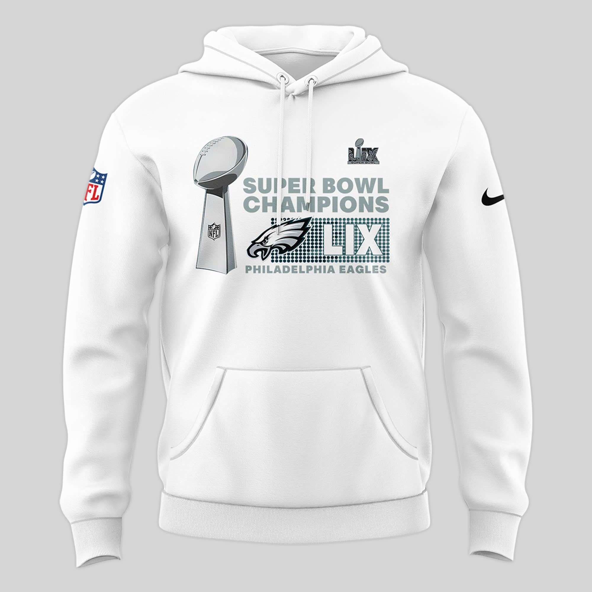 White Philadelphia Eagles 2025 Super Bowl Champions Premium Pullover Hoodie - Famjoys White Philadelphia Eagles 2025 Super Bowl Champions Premium Pullover Hoodie - Famjoys
