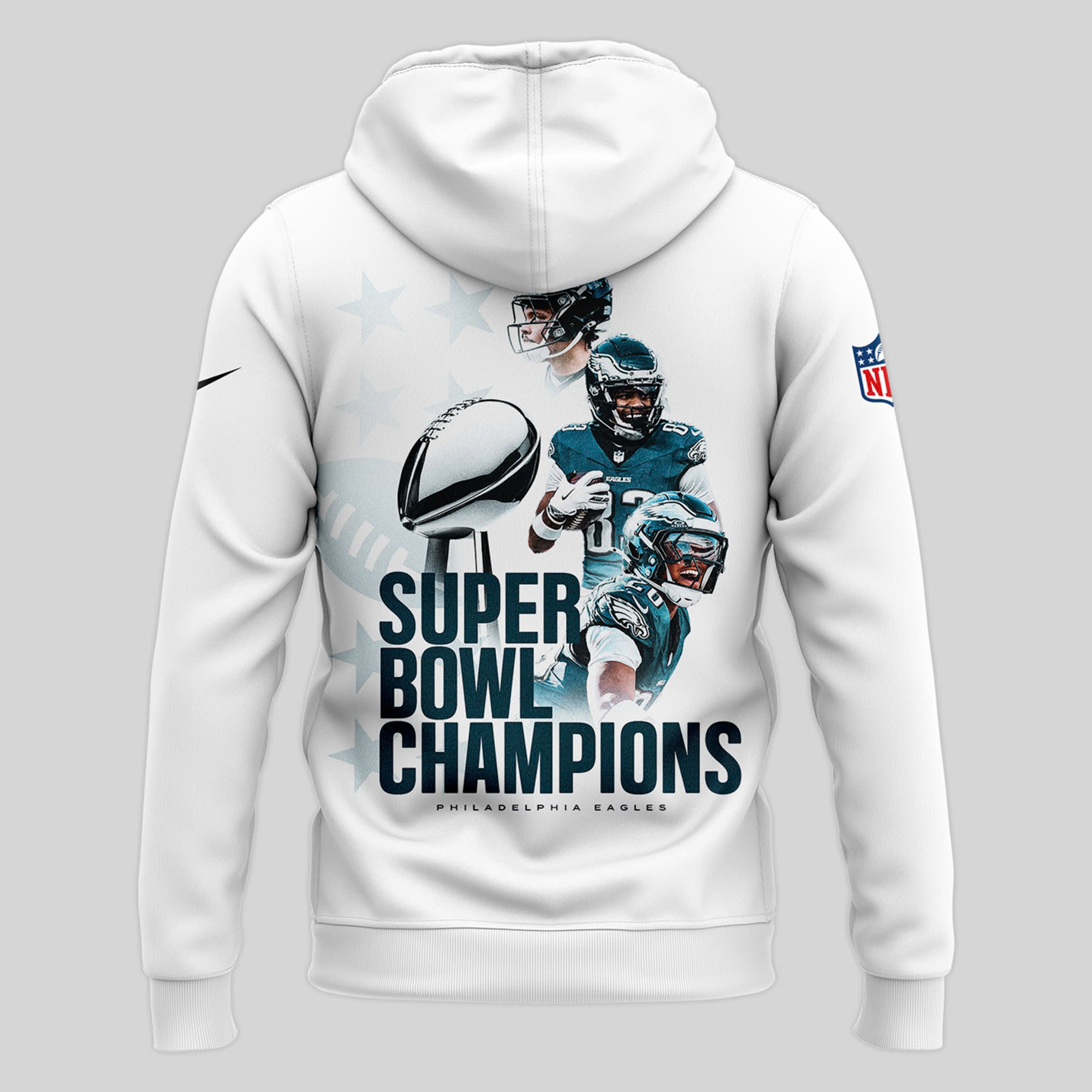 White Philadelphia Eagles 2025 Super Bowl Champions Premium Pullover Hoodie - Famjoys White Philadelphia Eagles 2025 Super Bowl Champions Premium Pullover Hoodie - Famjoys
