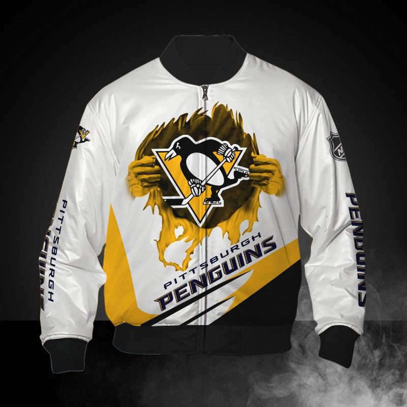 White Pittsburgh Penguins Jacket Print 3D - Famjoys White Pittsburgh Penguins Jacket Print 3D - Famjoys