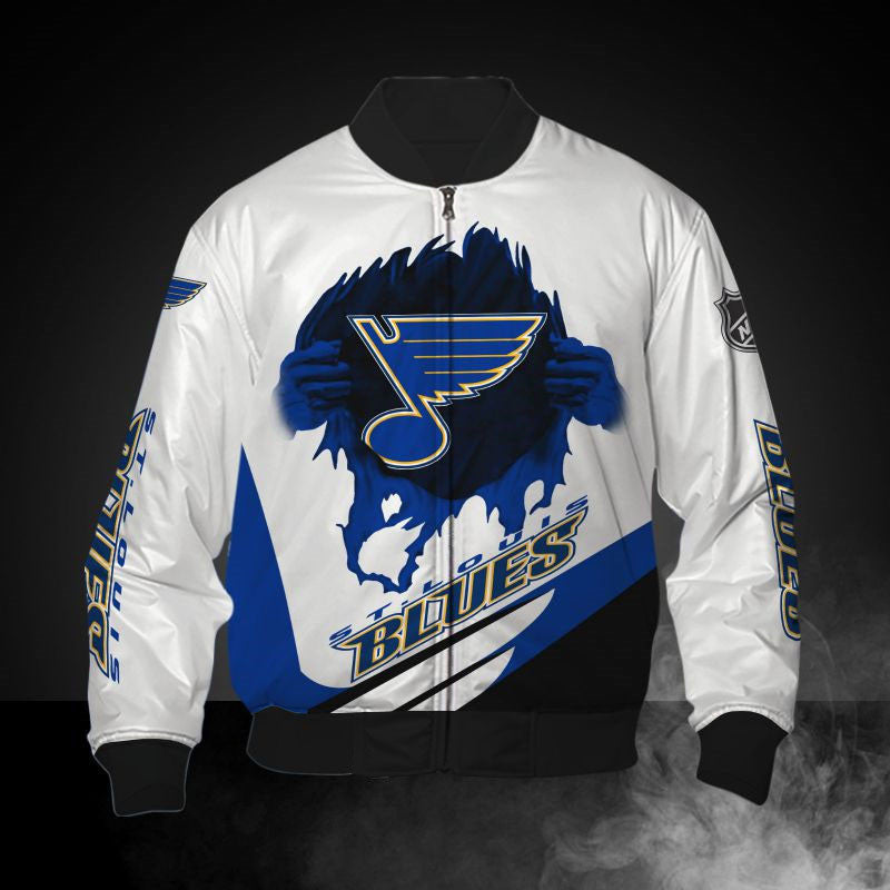 White St Louis Blues Jacket Print 3D - Famjoys White St Louis Blues Jacket Print 3D - Famjoys