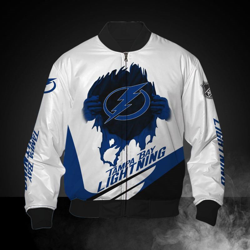 White Tampa Bay Lightning Jacket Print 3D - Famjoys White Tampa Bay Lightning Jacket Print 3D - Famjoys