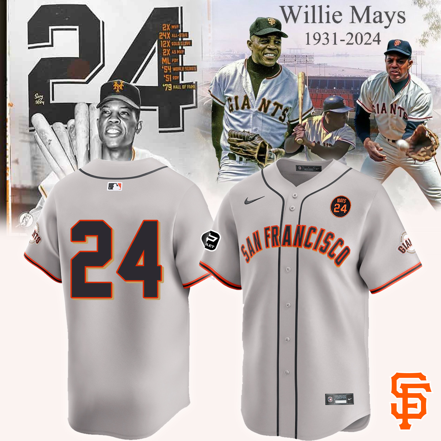 Willie Mays Baseball jersey - Famjoys Willie Mays Baseball jersey - Famjoys