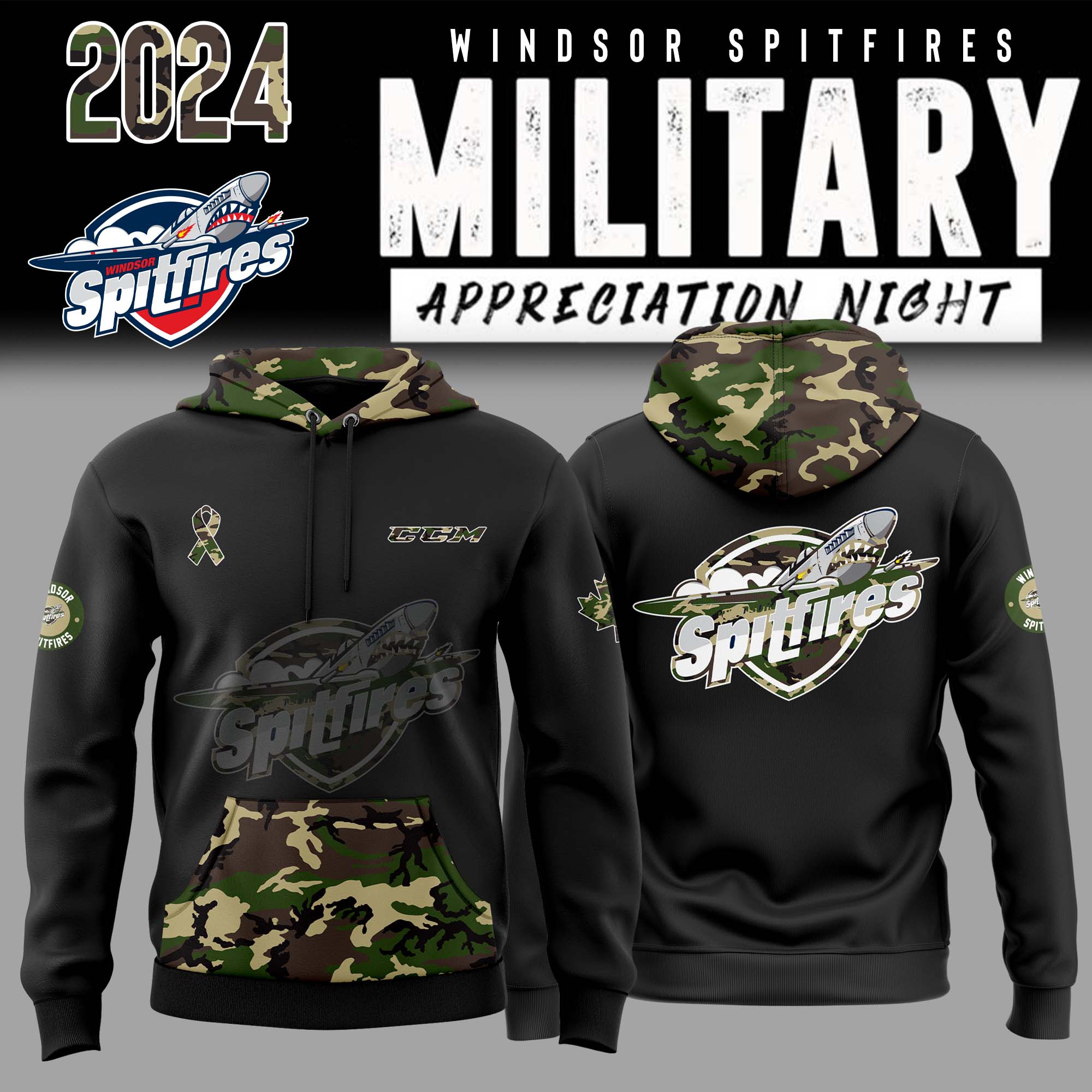Windsor Spitfires x OHL Military Appreciation Night Pullover Hoodie - Famjoys Windsor Spitfires x OHL Military Appreciation Night Pullover Hoodie - Famjoys
