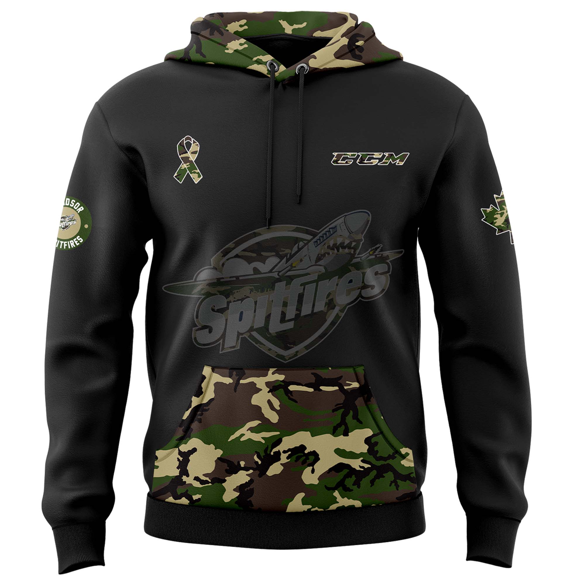Windsor Spitfires x OHL Military Appreciation Night Pullover Hoodie - Famjoys Windsor Spitfires x OHL Military Appreciation Night Pullover Hoodie - Famjoys