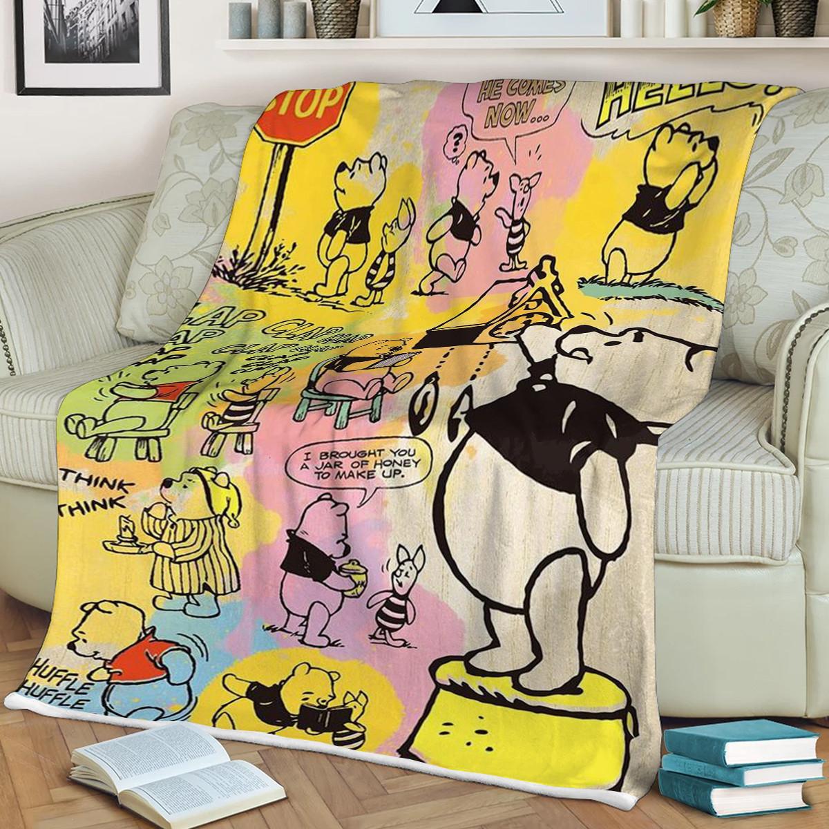 Winnie-the-Pooh Fan Gift, The Pooh With Piglet Comfy Sofa Throw Blanket Gift - Famjoys Winnie-the-Pooh Fan Gift, The Pooh With Piglet Comfy Sofa Throw Blanket Gift - Famjoys