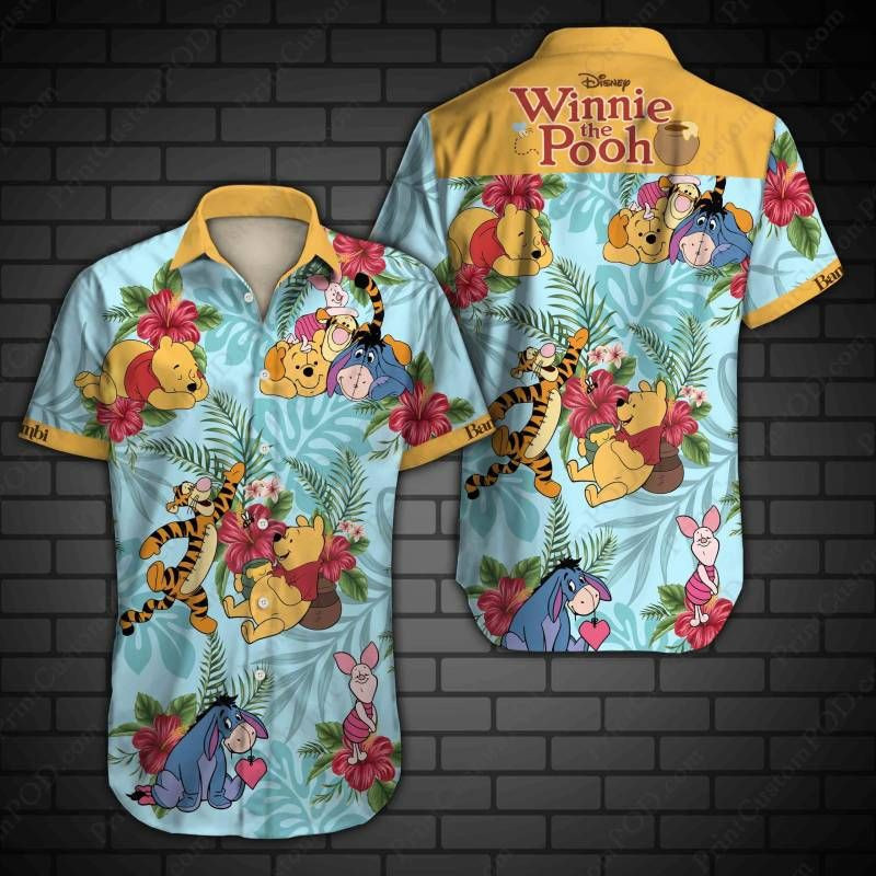 Winnie The Pooh Hawaiian Graphic Print Short Sleeve Hawaiian Casual Shirt - Famjoys Winnie The Pooh Hawaiian Graphic Print Short Sleeve Hawaiian Casual Shirt - Famjoys