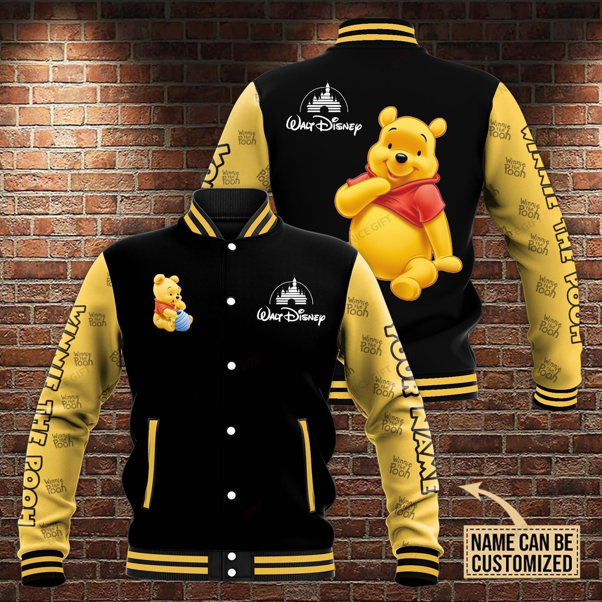 Winnie The Pooh Personalized Baseball Jacket BJA-V0A0 - Famjoys Winnie The Pooh Personalized Baseball Jacket BJA-V0A0 - Famjoys