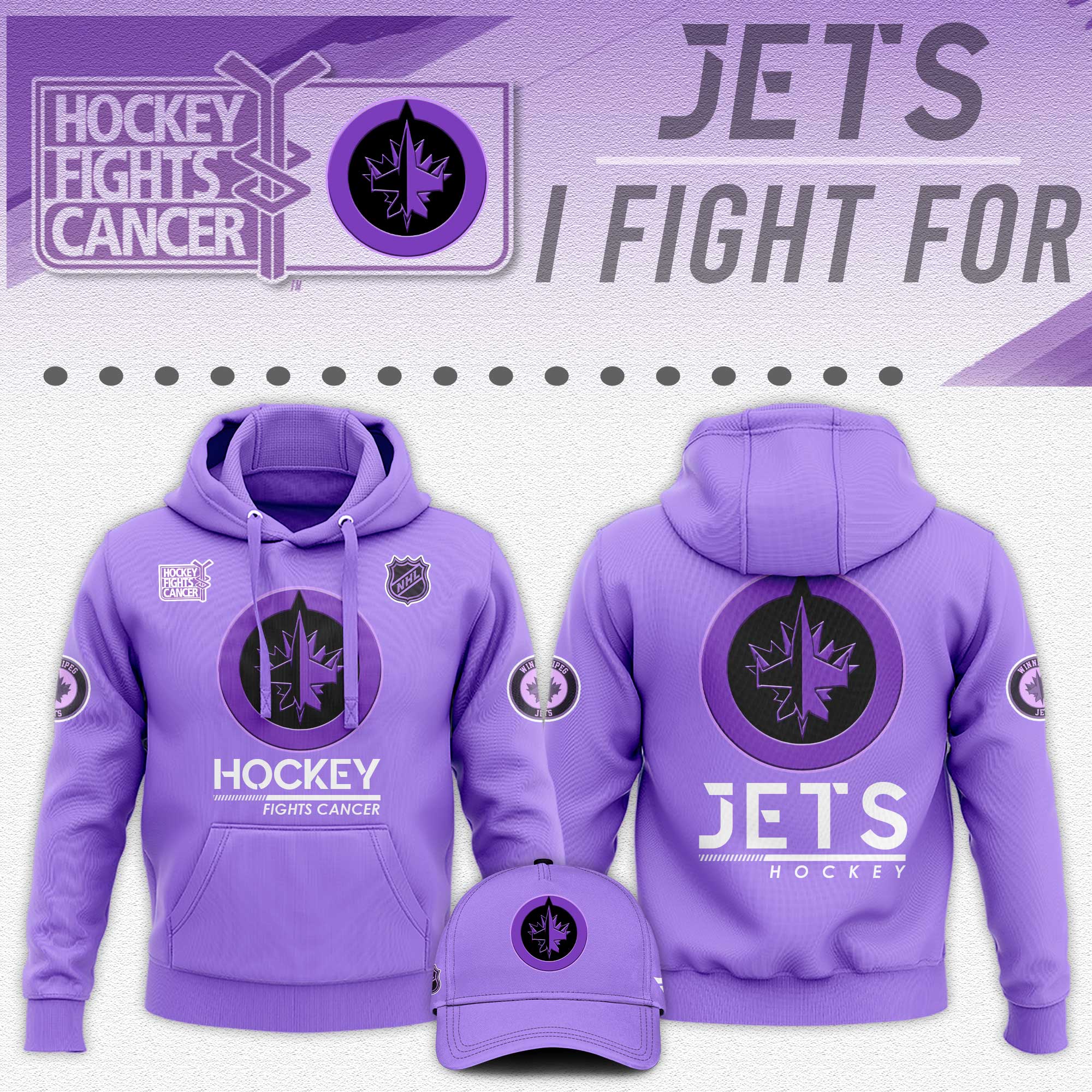 Winnipeg Jets Hockey Fights Cancer Unisex Hoodie - Famjoys Winnipeg Jets Hockey Fights Cancer Unisex Hoodie - Famjoys