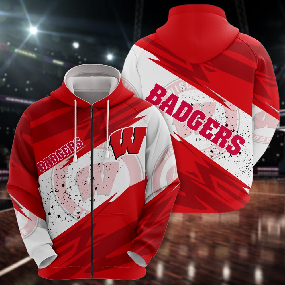 Wisconsin Badgers All Over Print Apparel - Famjoys Wisconsin Badgers All Over Print Apparel - Famjoys