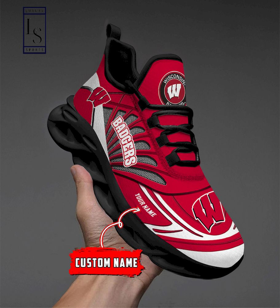 Wisconsin Badgers Custom Name Max Soul Shoes - Famjoys Wisconsin Badgers Custom Name Max Soul Shoes - Famjoys