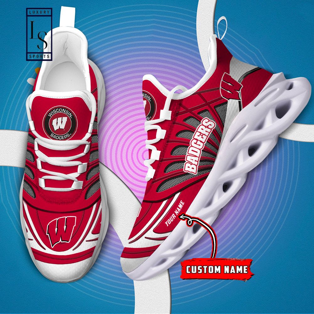 Wisconsin Badgers Custom Name Max Soul Shoes - Famjoys Wisconsin Badgers Custom Name Max Soul Shoes - Famjoys