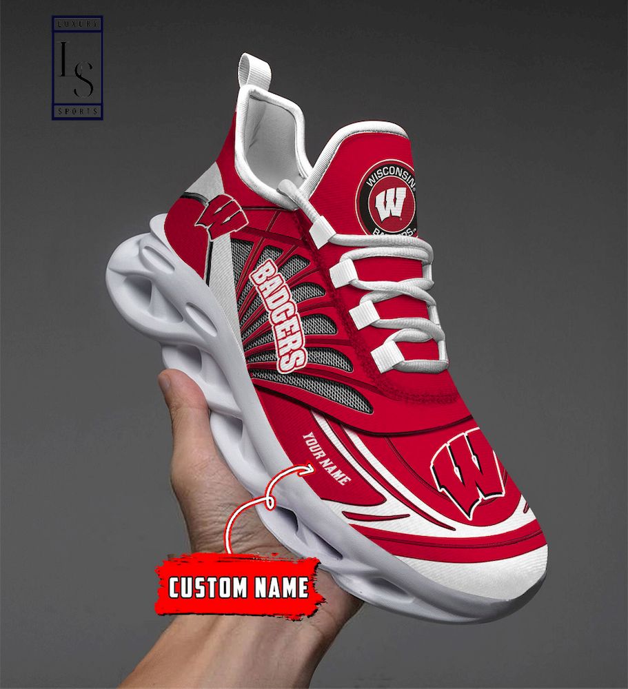 Wisconsin Badgers Custom Name Max Soul Shoes - Famjoys Wisconsin Badgers Custom Name Max Soul Shoes - Famjoys
