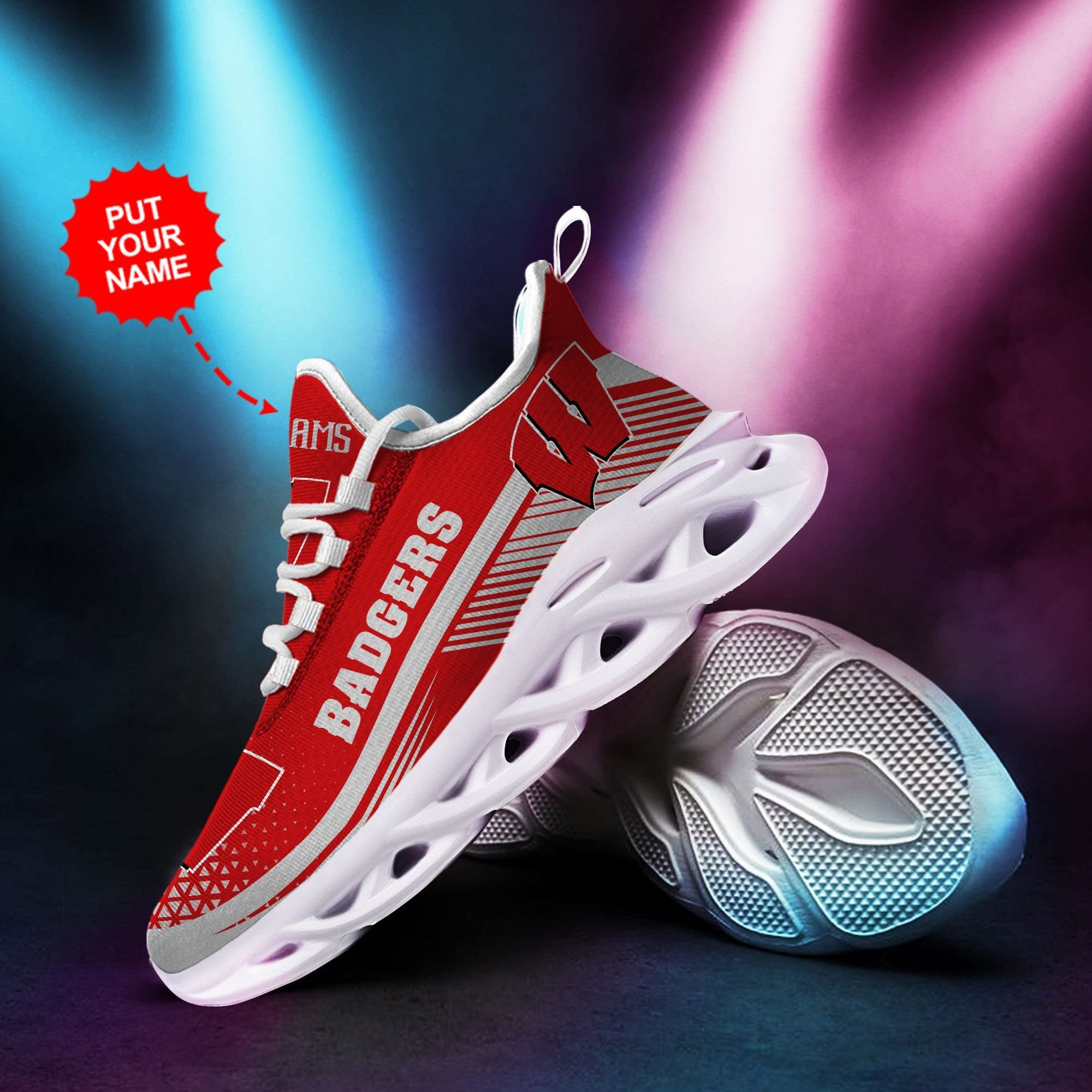 Wisconsin Badgers Custom Personalized Max Soul Sneakers Shoes - Famjoys Wisconsin Badgers Custom Personalized Max Soul Sneakers Shoes - Famjoys