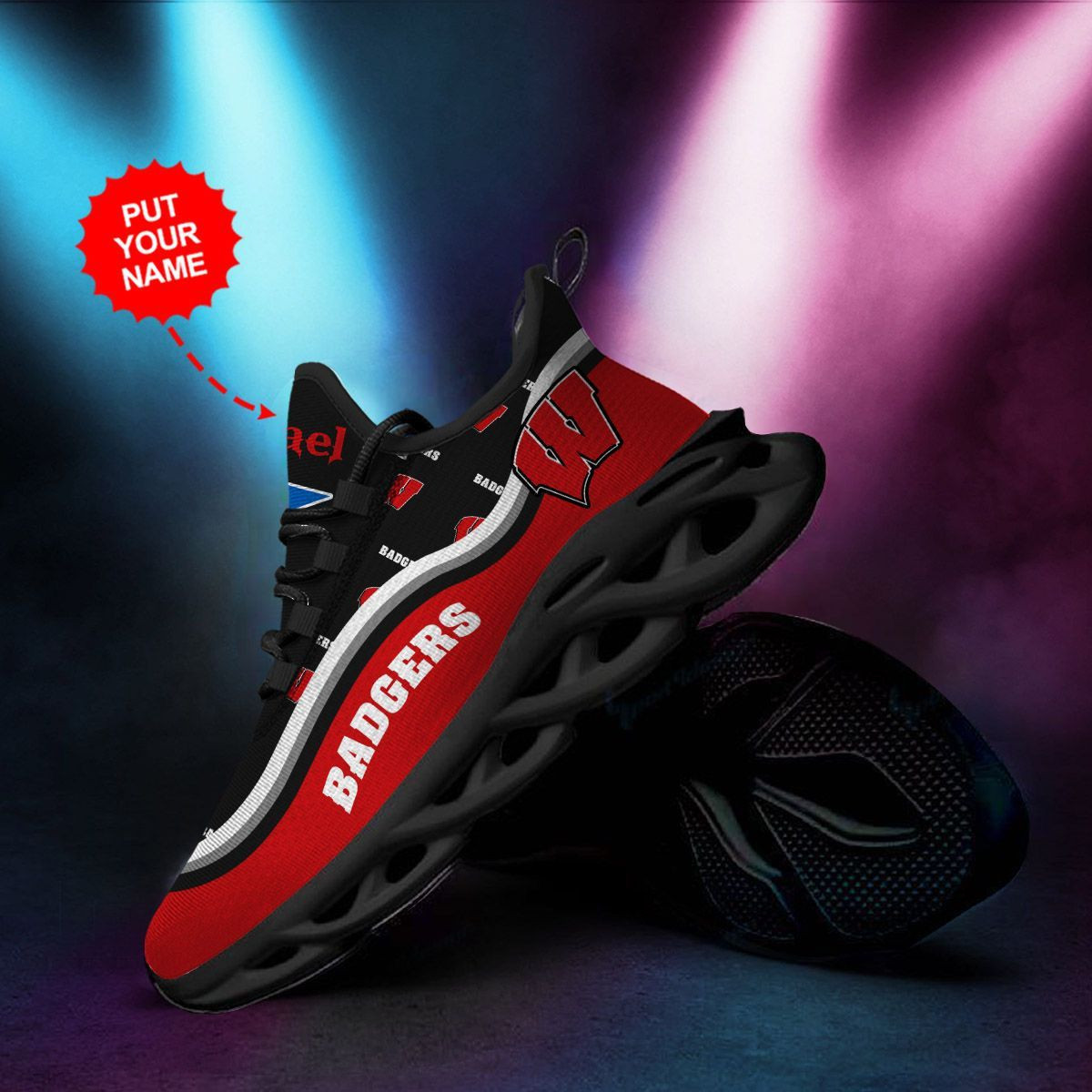 Wisconsin Badgers Custom Personalized Max Soul Sneakers Shoes - Famjoys Wisconsin Badgers Custom Personalized Max Soul Sneakers Shoes - Famjoys