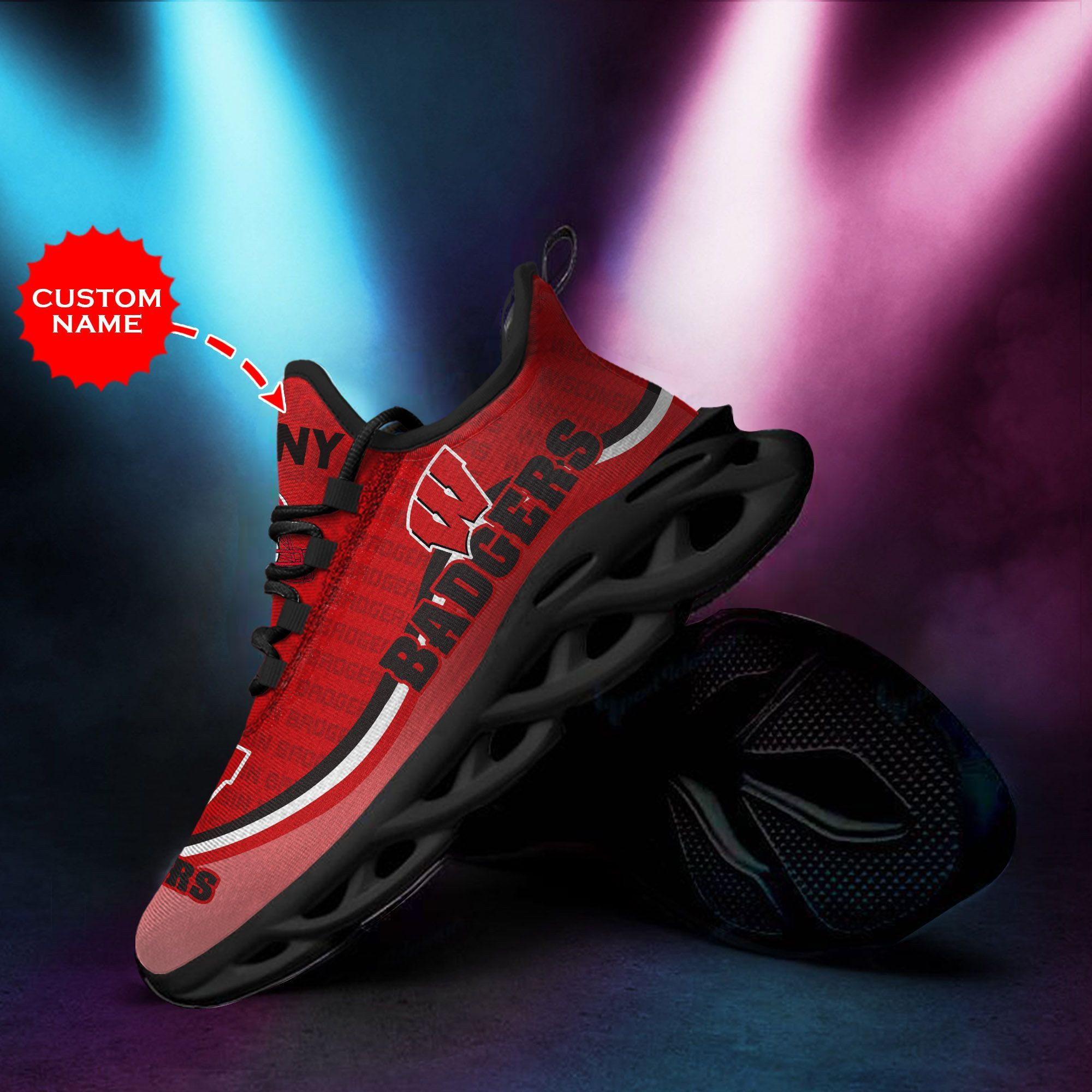Wisconsin Badgers Custom Personalized Max Soul Sneakers Shoes - Famjoys Wisconsin Badgers Custom Personalized Max Soul Sneakers Shoes - Famjoys