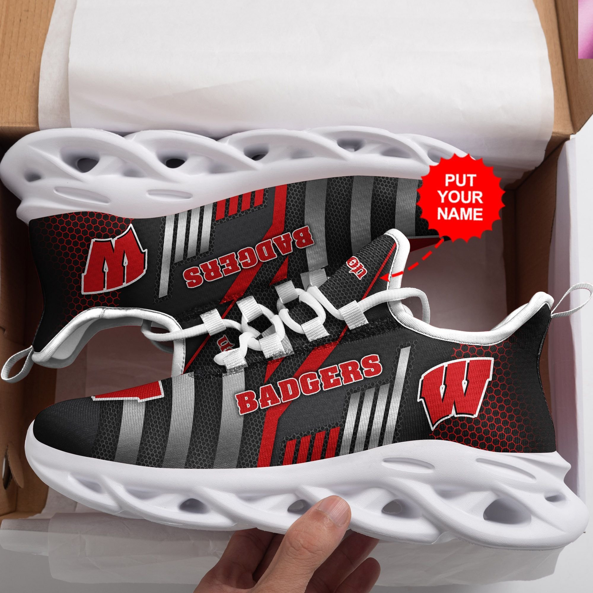 Wisconsin Badgers Custom Personalized Max Soul Sneakers Shoes - Famjoys Wisconsin Badgers Custom Personalized Max Soul Sneakers Shoes - Famjoys
