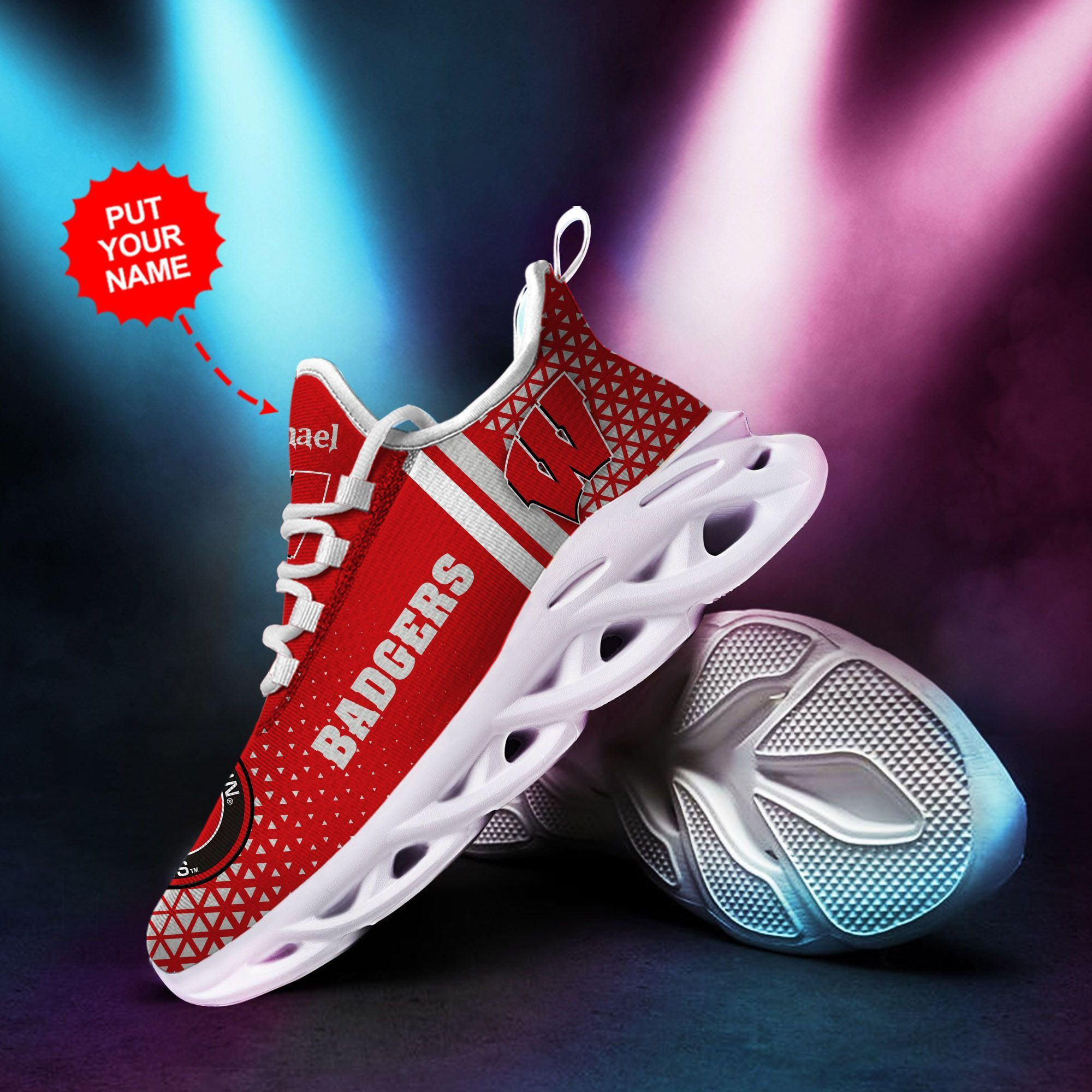 Wisconsin Badgers Custom Personalized Max Soul Sneakers Shoes - Famjoys Wisconsin Badgers Custom Personalized Max Soul Sneakers Shoes - Famjoys