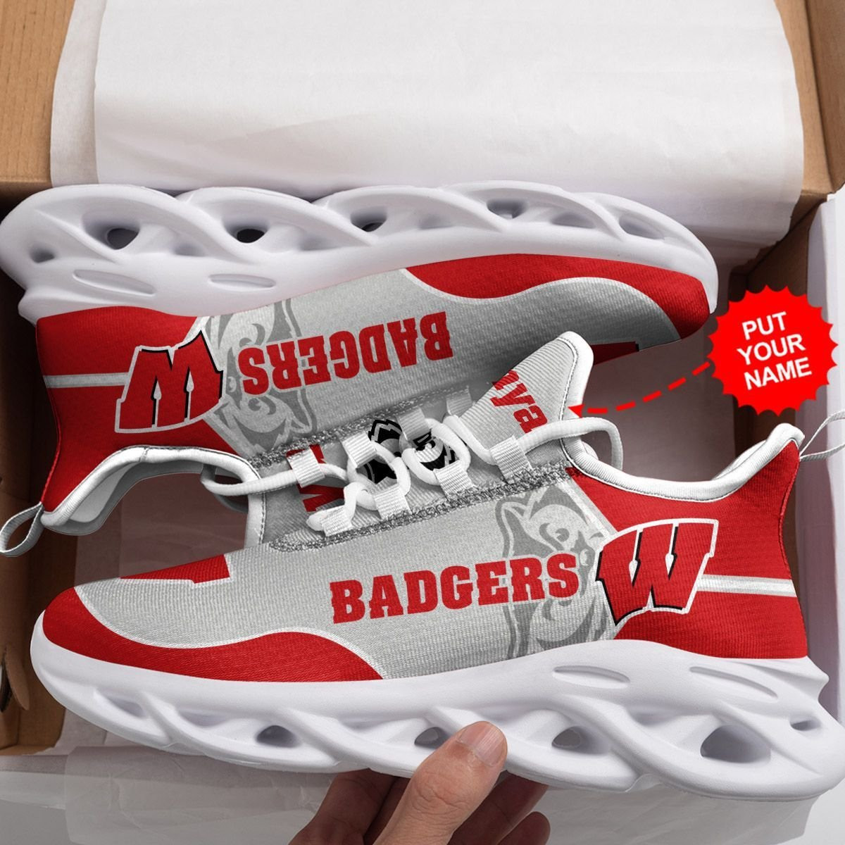 Wisconsin Badgers Custom Personalized Max Soul Sneakers Shoes - Famjoys Wisconsin Badgers Custom Personalized Max Soul Sneakers Shoes - Famjoys