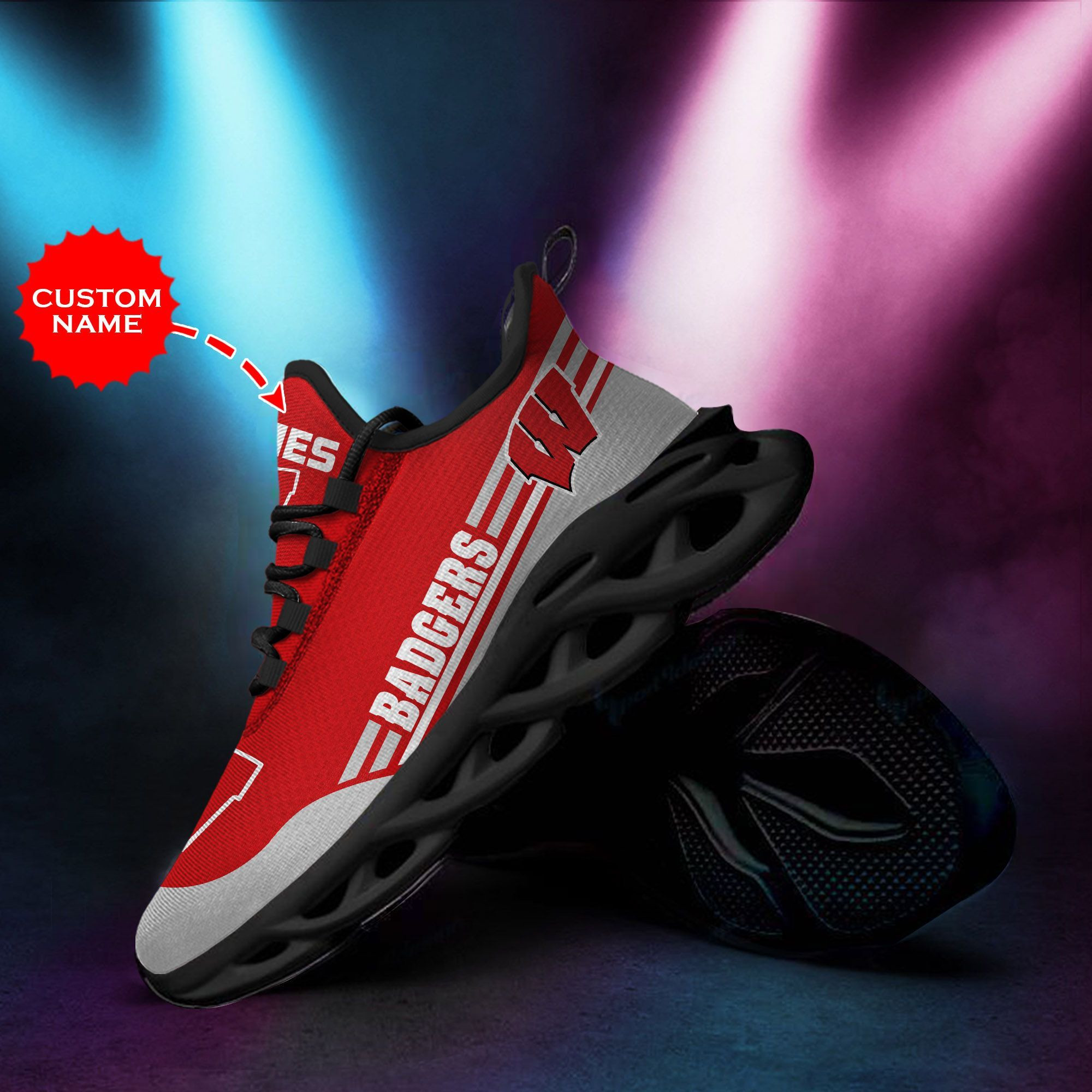 Wisconsin Badgers Custom Personalized Max Soul Sneakers Shoes - Famjoys Wisconsin Badgers Custom Personalized Max Soul Sneakers Shoes - Famjoys