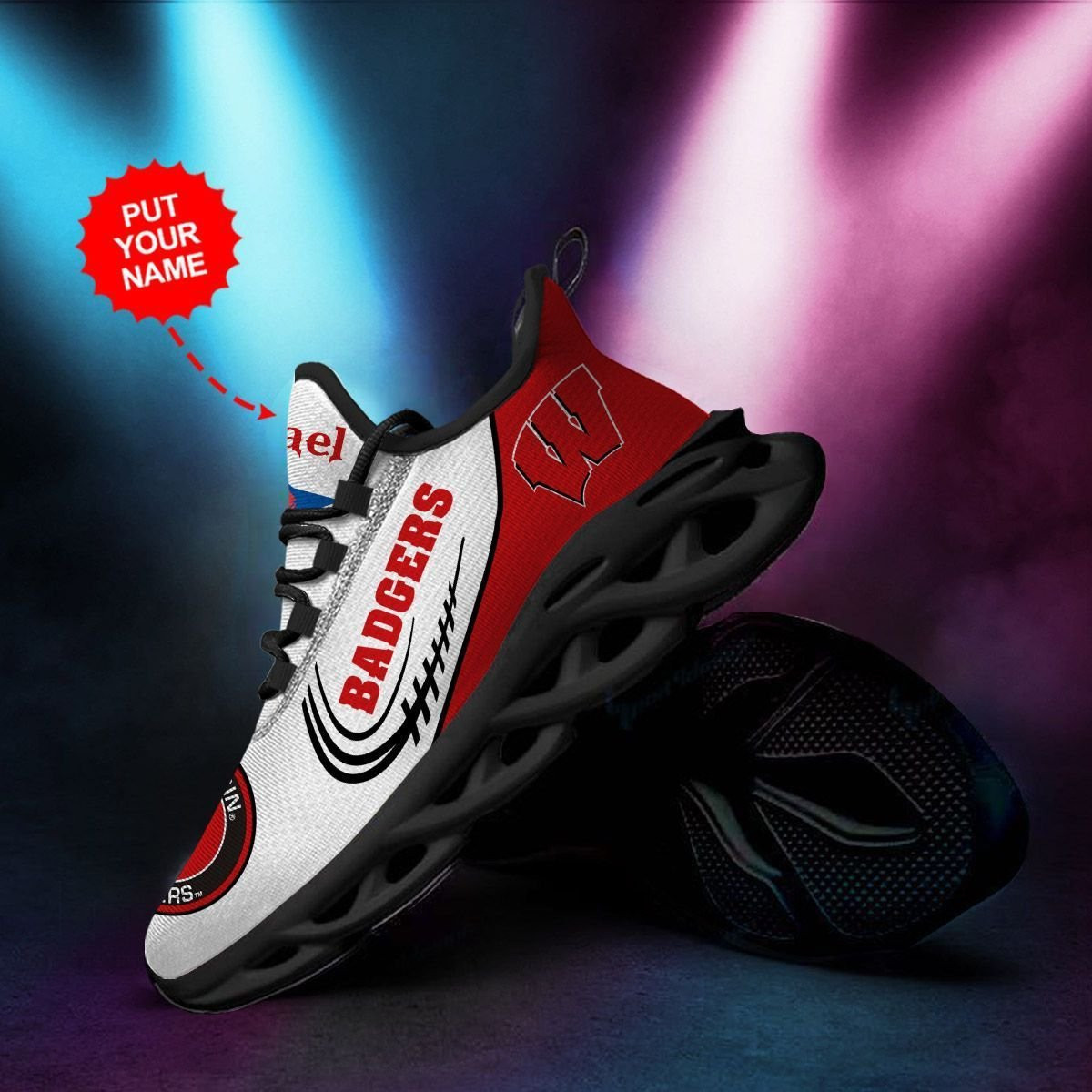 Wisconsin Badgers Custom Personalized Max Soul Sneakers Shoes - Famjoys Wisconsin Badgers Custom Personalized Max Soul Sneakers Shoes - Famjoys