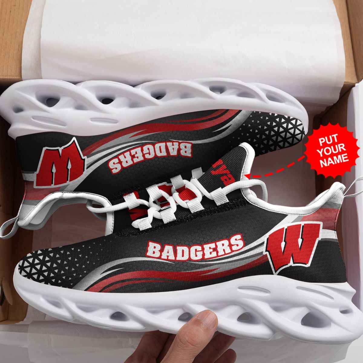 Wisconsin Badgers Custom Personalized Max Soul Sneakers Shoes - Famjoys Wisconsin Badgers Custom Personalized Max Soul Sneakers Shoes - Famjoys
