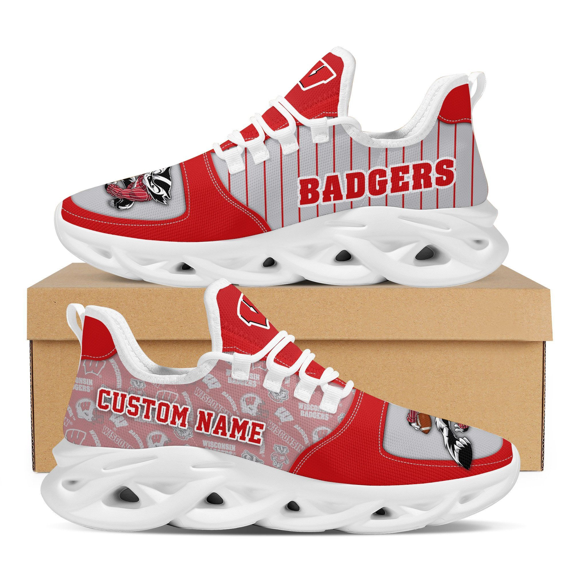 Wisconsin Badgers Custom Personalized Max Soul Sneakers Shoes University of WisconsinMadison - Famjoys Wisconsin Badgers Custom Personalized Max Soul Sneakers Shoes University of WisconsinMadison - Famjoys