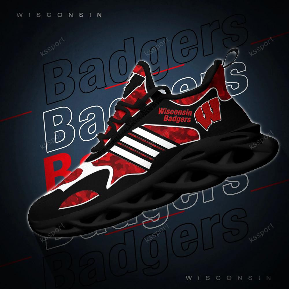 Wisconsin Badgers Max Soul Clunky, Camo Running Sneakers For Fan Ever - Famjoys Wisconsin Badgers Max Soul Clunky, Camo Running Sneakers For Fan Ever - Famjoys
