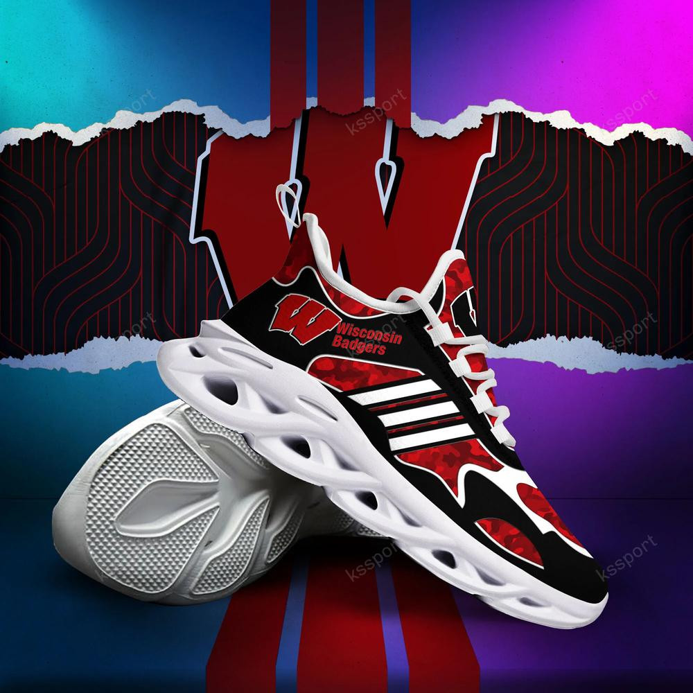 Wisconsin Badgers Max Soul Clunky, Camo Running Sneakers For Fan Ever - Famjoys Wisconsin Badgers Max Soul Clunky, Camo Running Sneakers For Fan Ever - Famjoys