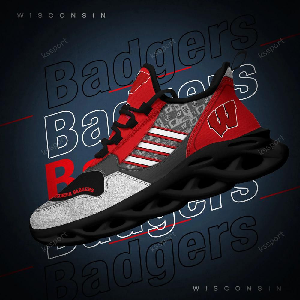 Wisconsin Badgers Max Soul Clunky, Running Sneakers - Famjoys Wisconsin Badgers Max Soul Clunky, Running Sneakers - Famjoys
