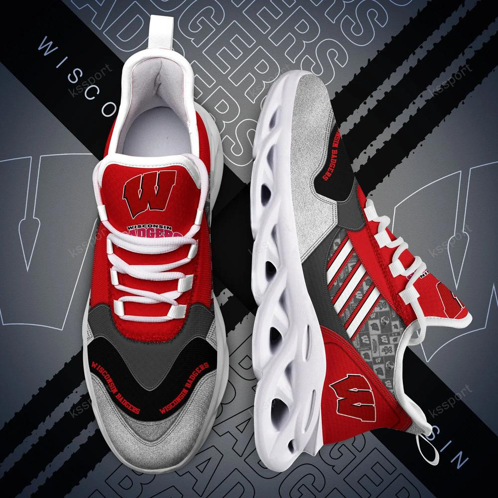 Wisconsin Badgers Max Soul Clunky, Running Sneakers - Famjoys Wisconsin Badgers Max Soul Clunky, Running Sneakers - Famjoys