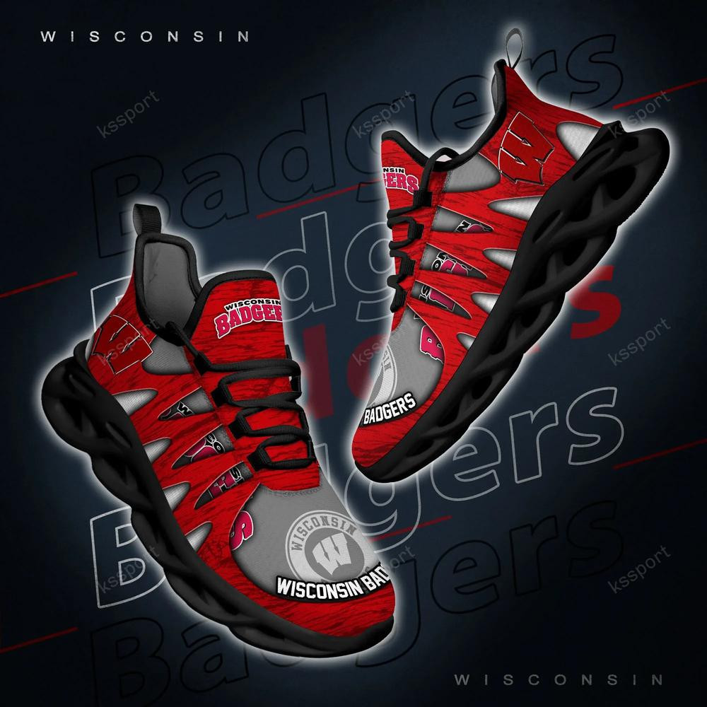 Wisconsin Badgers Max Soul Shoes, Running Sneakers - Famjoys Wisconsin Badgers Max Soul Shoes, Running Sneakers - Famjoys