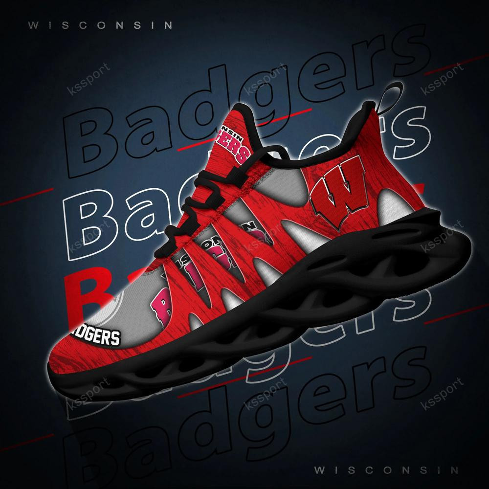 Wisconsin Badgers Max Soul Shoes, Running Sneakers - Famjoys Wisconsin Badgers Max Soul Shoes, Running Sneakers - Famjoys