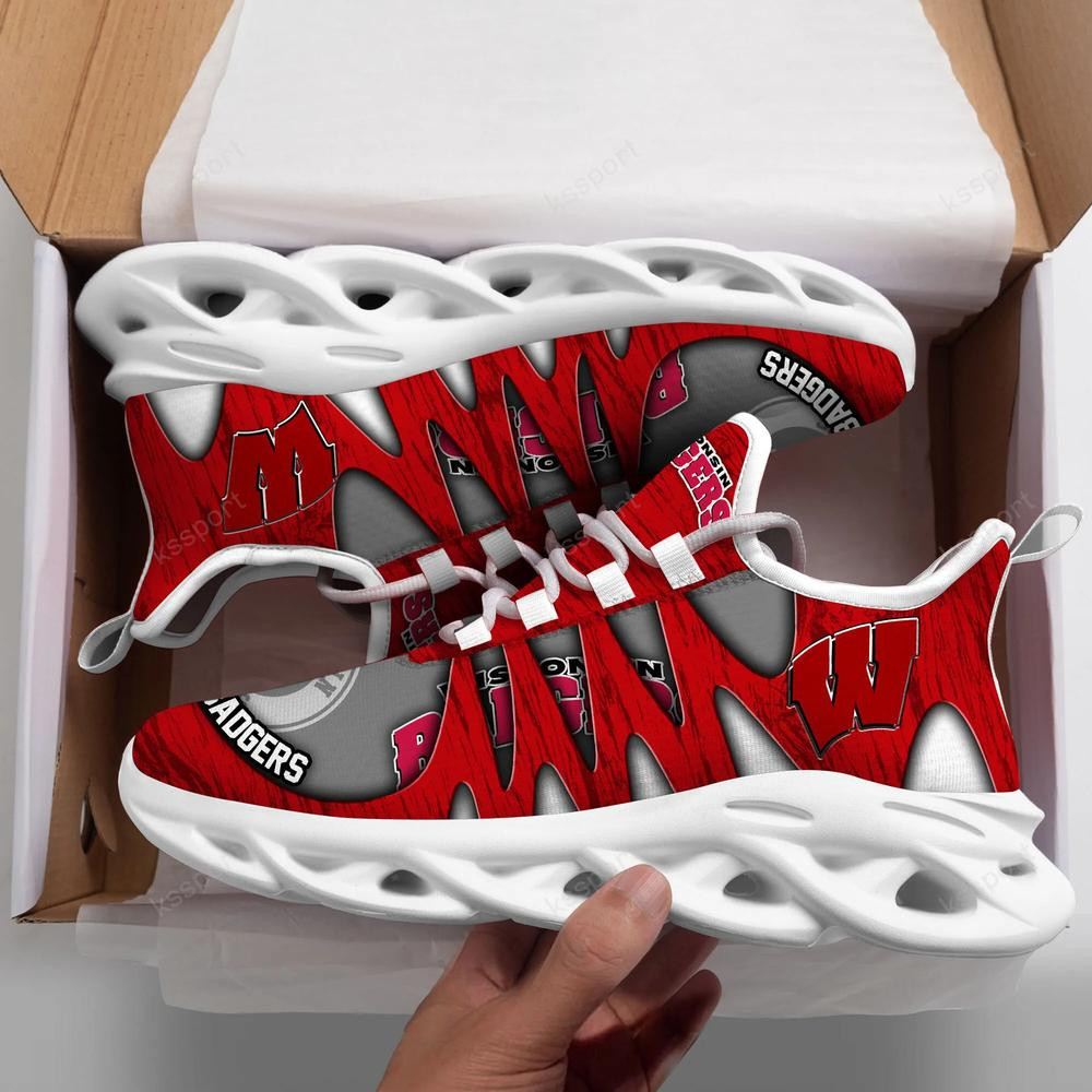 Wisconsin Badgers Max Soul Shoes, Running Sneakers - Famjoys Wisconsin Badgers Max Soul Shoes, Running Sneakers - Famjoys