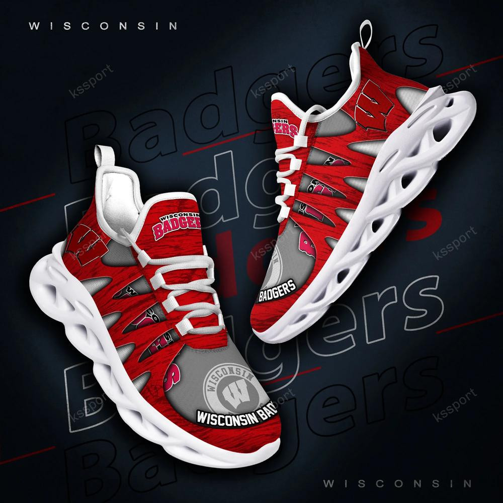 Wisconsin Badgers Max Soul Shoes, Running Sneakers - Famjoys Wisconsin Badgers Max Soul Shoes, Running Sneakers - Famjoys
