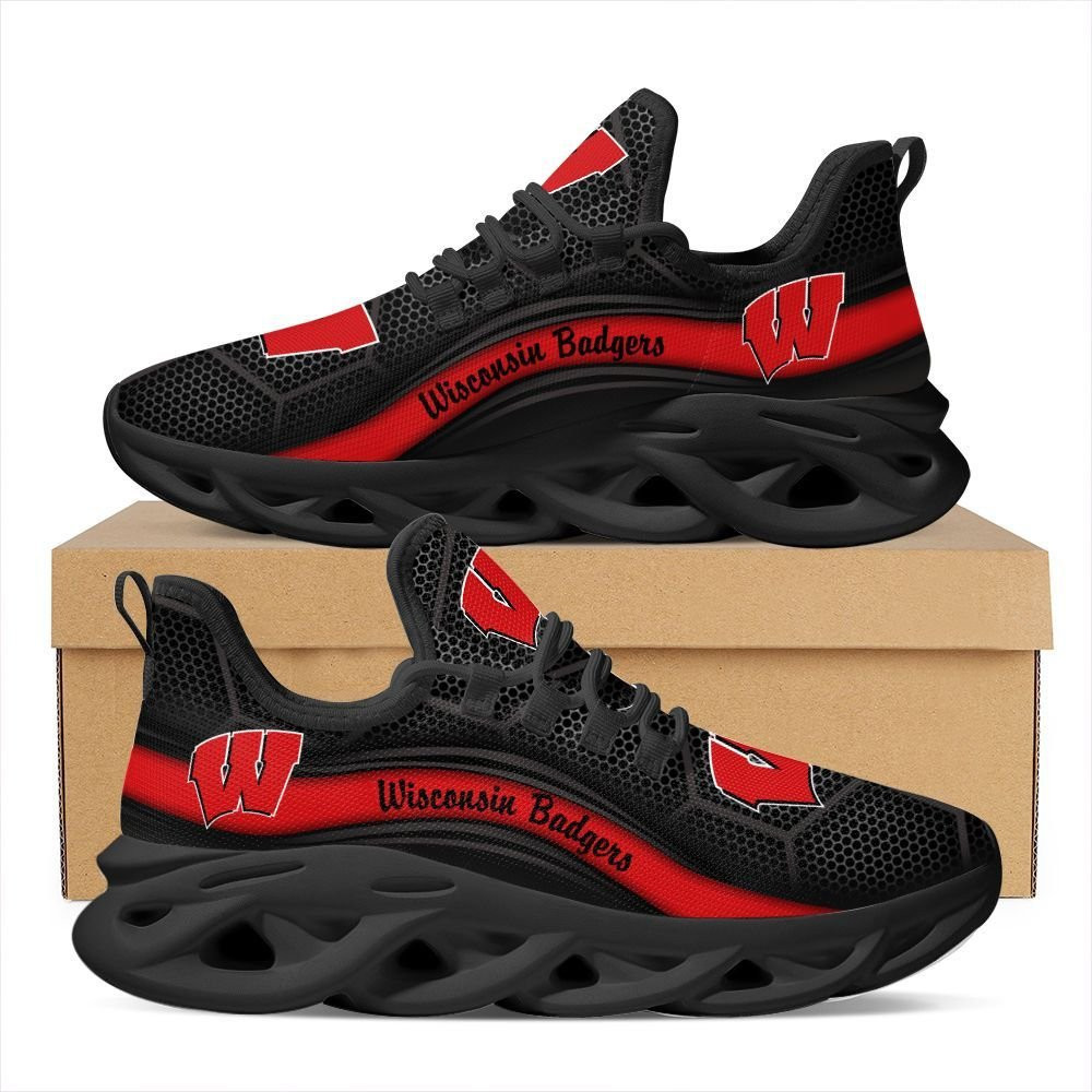 Wisconsin Badgers Max Soul Sneakers Shoes - Famjoys Wisconsin Badgers Max Soul Sneakers Shoes - Famjoys