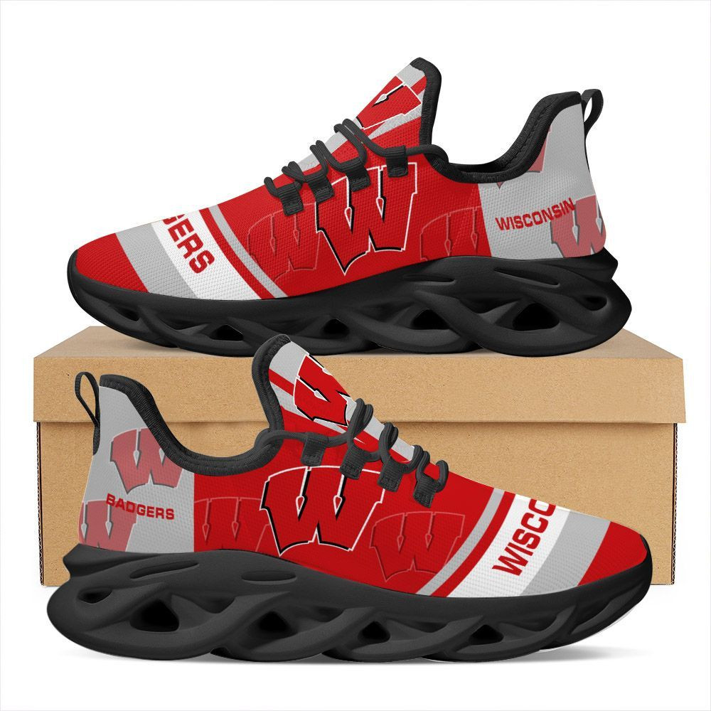 Wisconsin Badgers Max Soul Sneakers Shoes - Famjoys Wisconsin Badgers Max Soul Sneakers Shoes - Famjoys