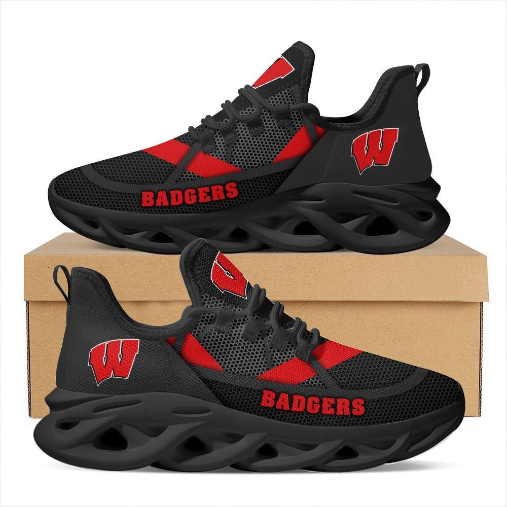 Wisconsin Badgers Max Soul Sneakers Shoes - Famjoys Wisconsin Badgers Max Soul Sneakers Shoes - Famjoys