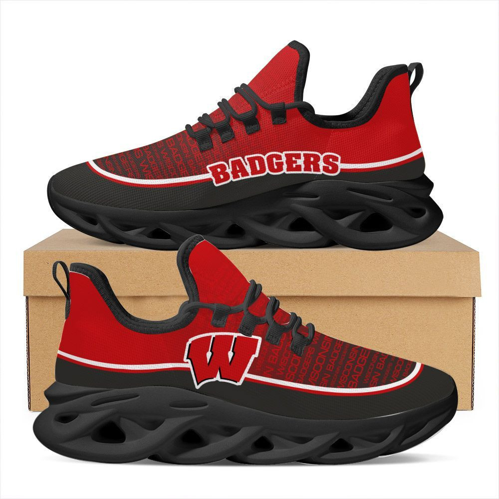 Wisconsin Badgers Max Soul Sneakers Shoes - Famjoys Wisconsin Badgers Max Soul Sneakers Shoes - Famjoys