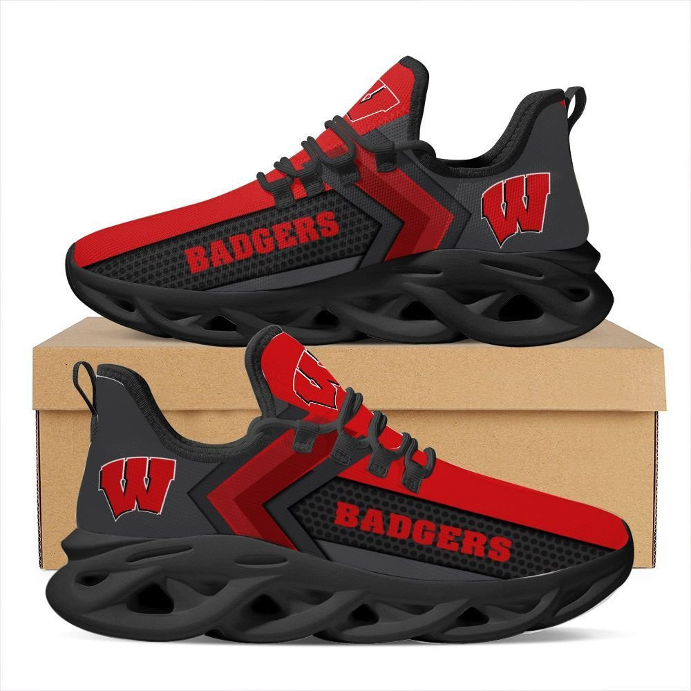 Wisconsin Badgers Max Soul Sneakers Shoes - Famjoys Wisconsin Badgers Max Soul Sneakers Shoes - Famjoys