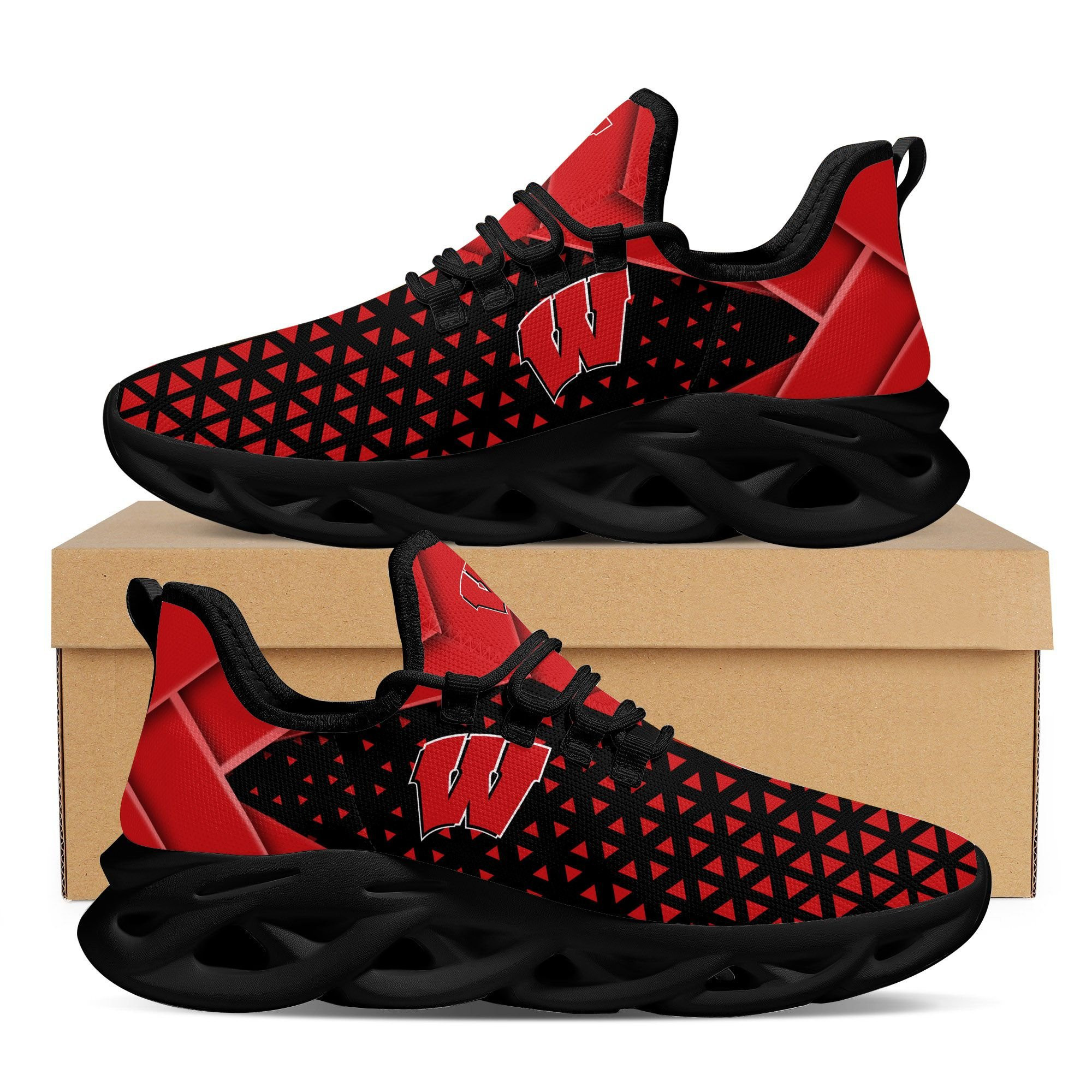 Wisconsin Badgers Max Soul Sneakers Shoes - Famjoys Wisconsin Badgers Max Soul Sneakers Shoes - Famjoys