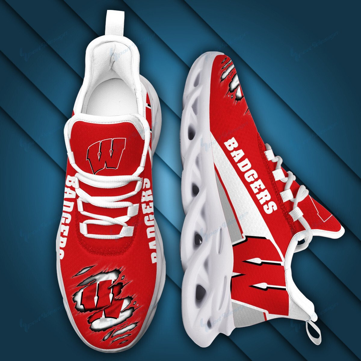 Wisconsin Badgers Max Soul YZ Running Sneakers 983 - Famjoys Wisconsin Badgers Max Soul YZ Running Sneakers 983 - Famjoys