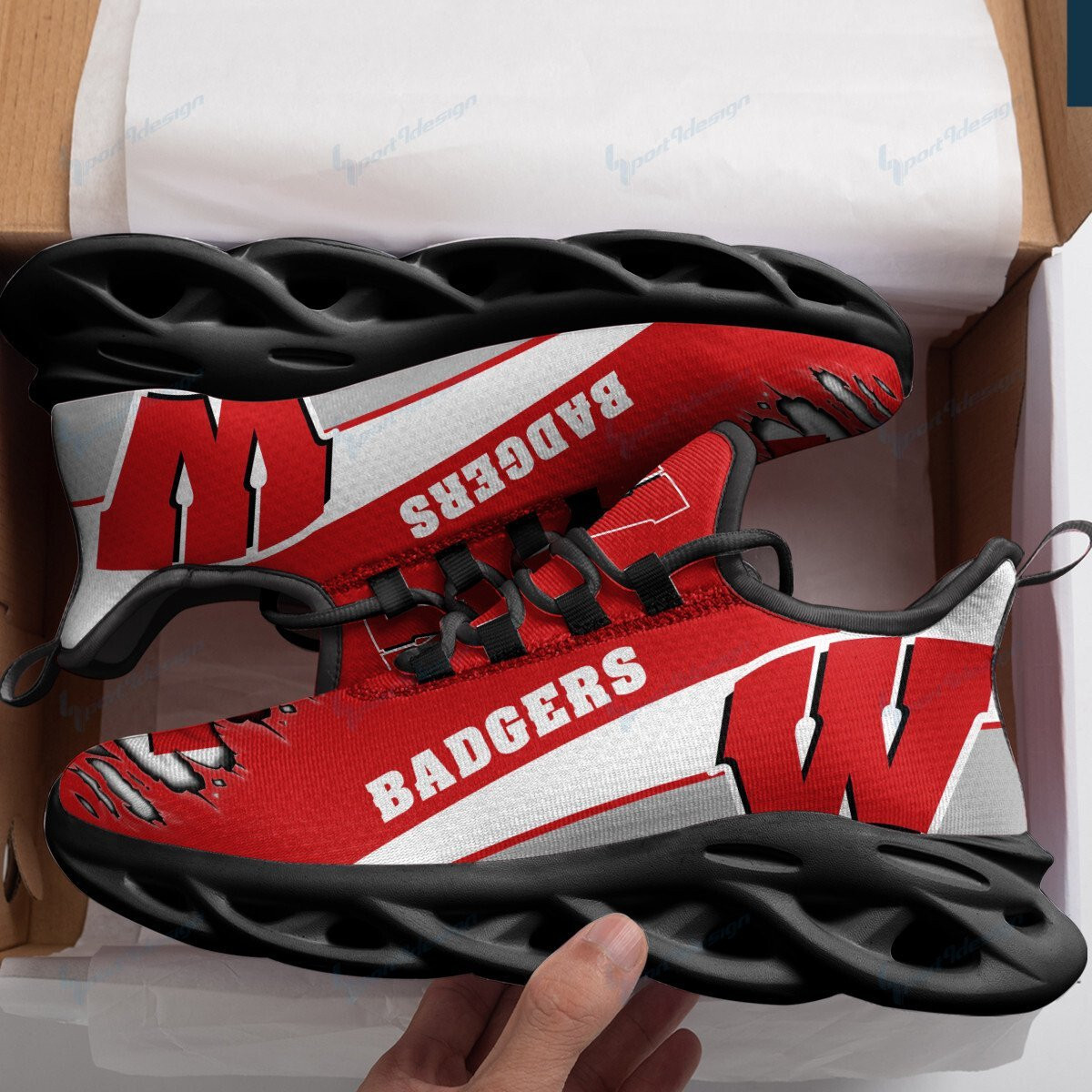 Wisconsin Badgers Max Soul YZ Running Sneakers 983 - Famjoys Wisconsin Badgers Max Soul YZ Running Sneakers 983 - Famjoys