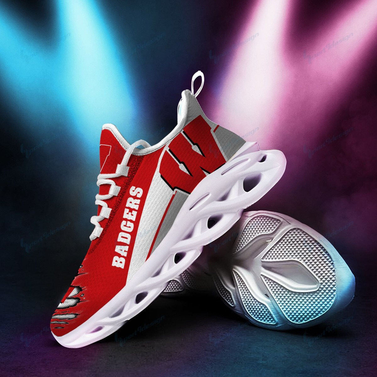 Wisconsin Badgers Max Soul YZ Running Sneakers 983 - Famjoys Wisconsin Badgers Max Soul YZ Running Sneakers 983 - Famjoys